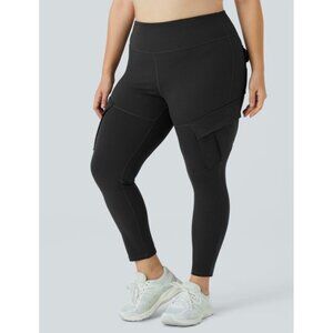 Halara High Waisted Cargo Pocket Skinny Yoga Capri Leggings Sz 3XL Womens Black